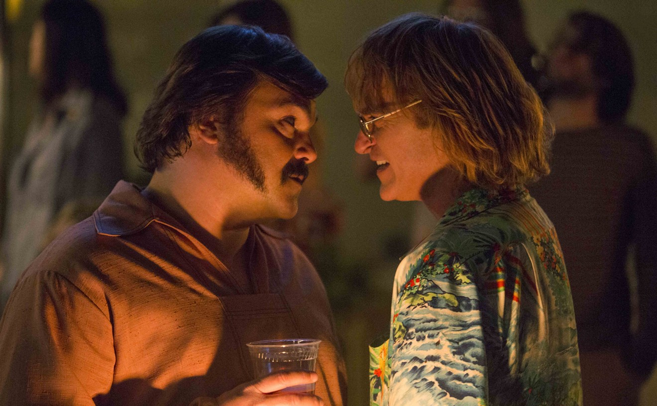 The cast of Gus Van Sant's Don’t Worry, He Won’t Get Far on Foot includes Joaquin Phoenix (right) as John Callahan, an eccentric quadriplegic cartoonist, and Jack Black as Dexter, a drunk party animal.