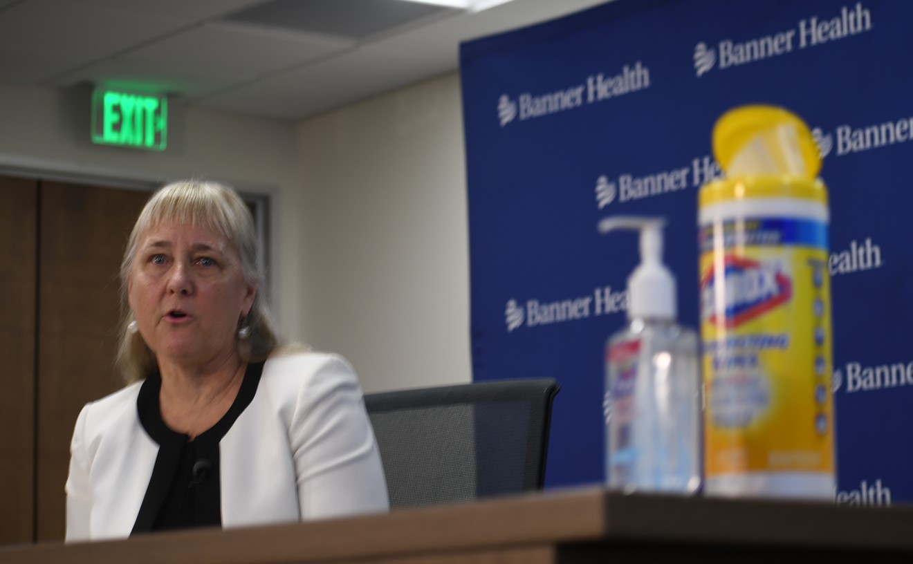 Banner Health Chief Clinical Officer Dr. Marjorie Bessel speaks during a press conference on March 16, 2020.