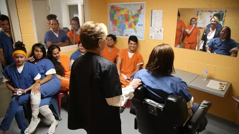 Images of the ICE media tour of the Cibola Correctional Center transgender unit on June 12, 2019.