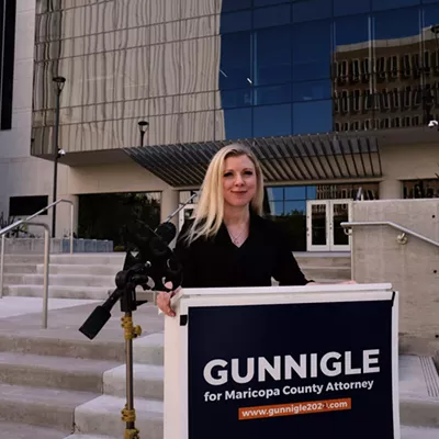Julie Gunnigle formally launches her campaign outside the Maricopa County Attorney's Office on Monday.