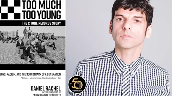 A composite image of a man and a book cover.