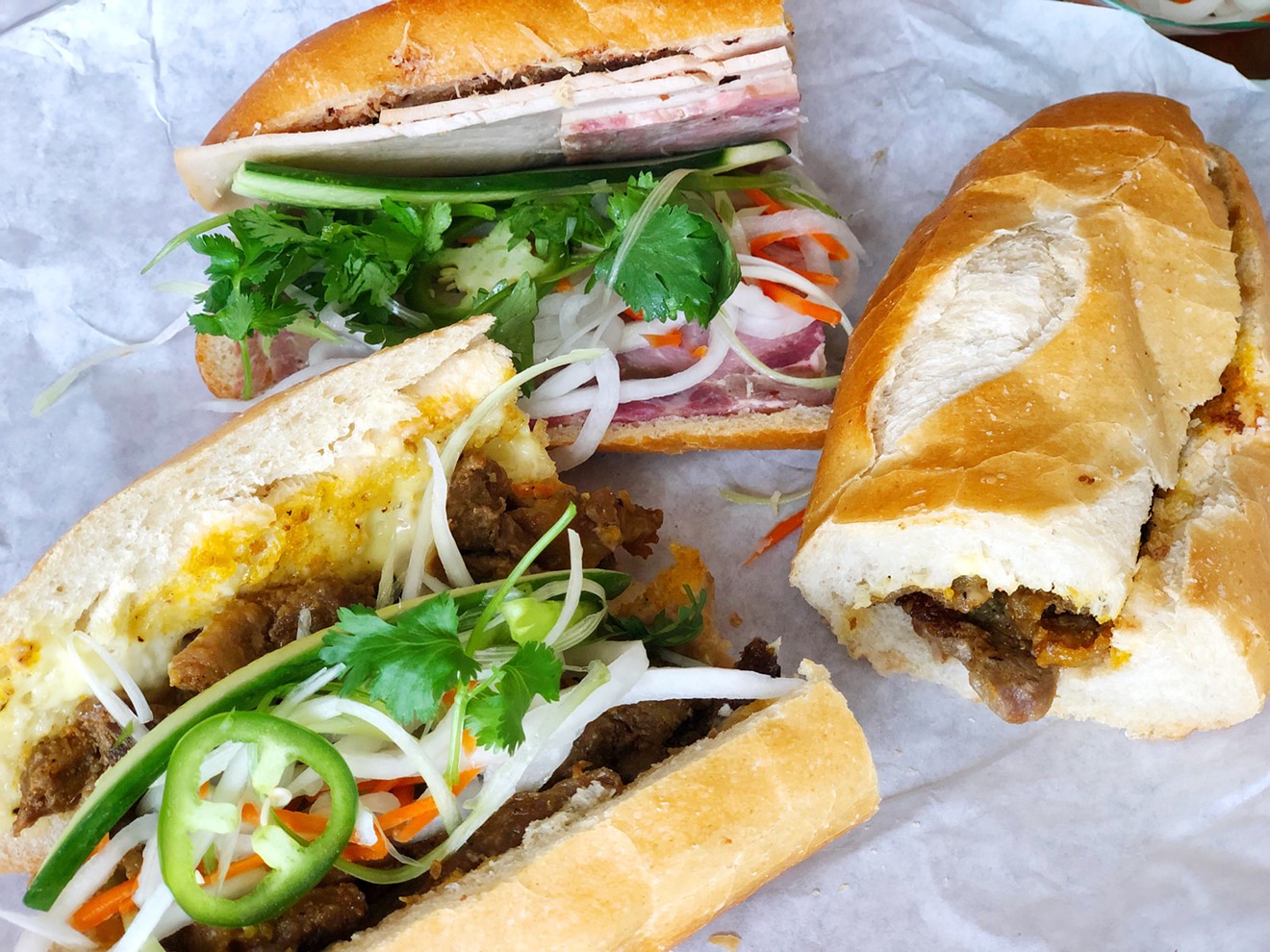Urbanh Cafe's sandwich selection includes traditional picks like the "Dac Biet" Special and #B3 Grilled Pork, along with unique items like the #B4 Pork Belly.