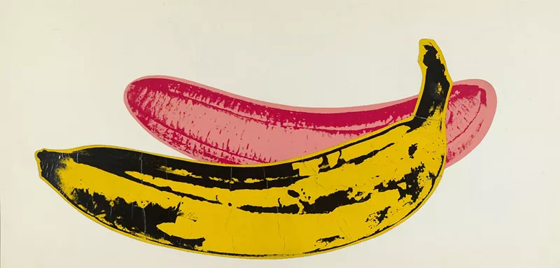 Image: Andy Warhol (American (1928-1987), Banana (II.10), edition of approx. 300, 1966 circa, two screenprints on styrene and laminated plastic, 23 3/4 x 53 3/4 in. Collection of the Jordan Schnitzer Family Foundation, 2004.