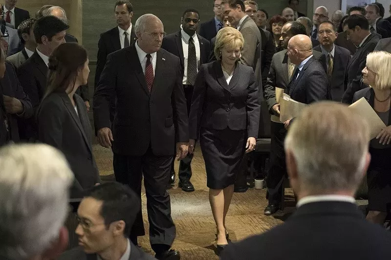 Image: Christian Bale (left) plays Dick Cheney, accompanied by his wife Lynne (Amy Adams), in a scene from Vice, Adam McKay’s film about the former vice president who seemed content to serve as the dark lord of George W. Bush's administration.