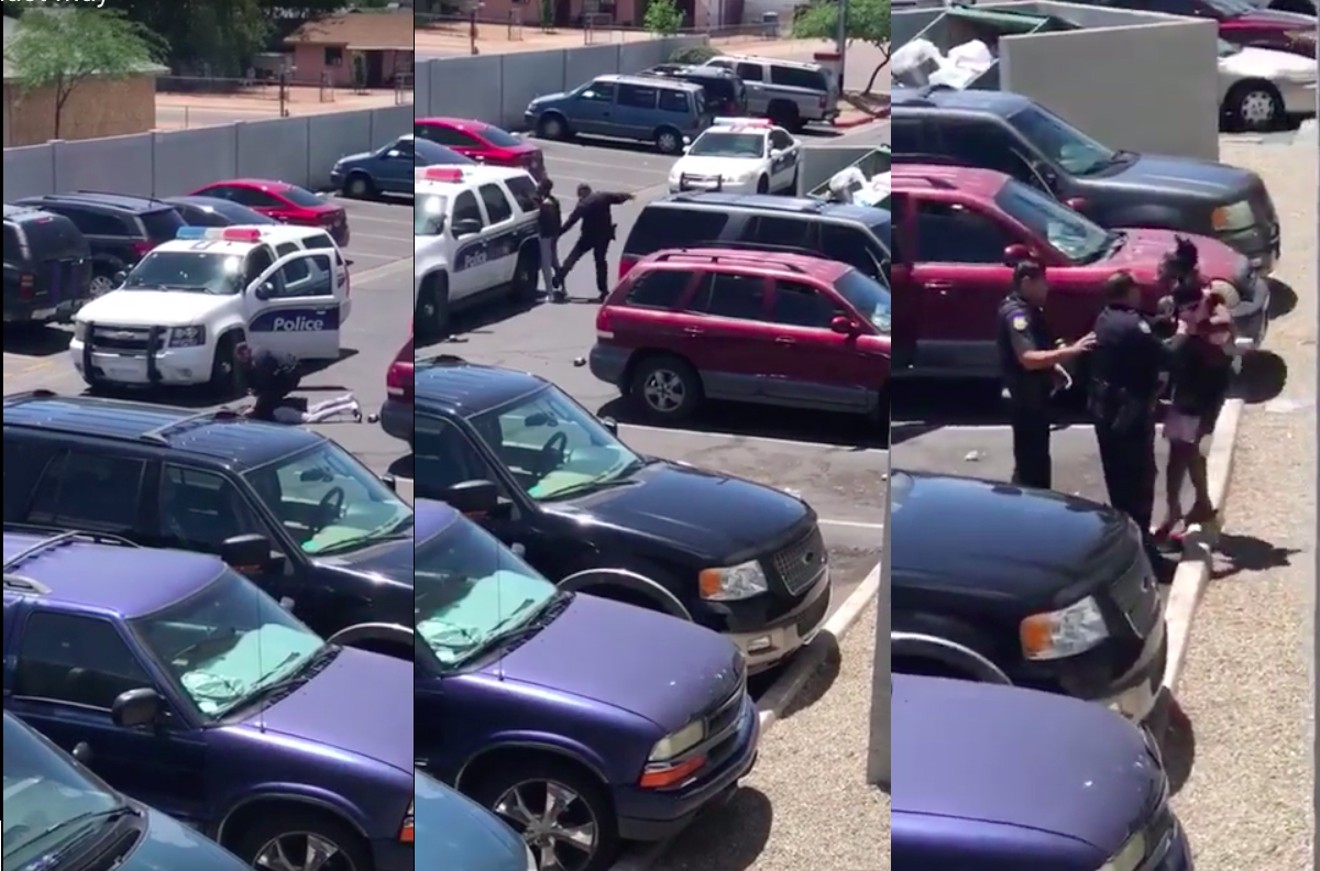 Screenshots from videos of Ames arrest