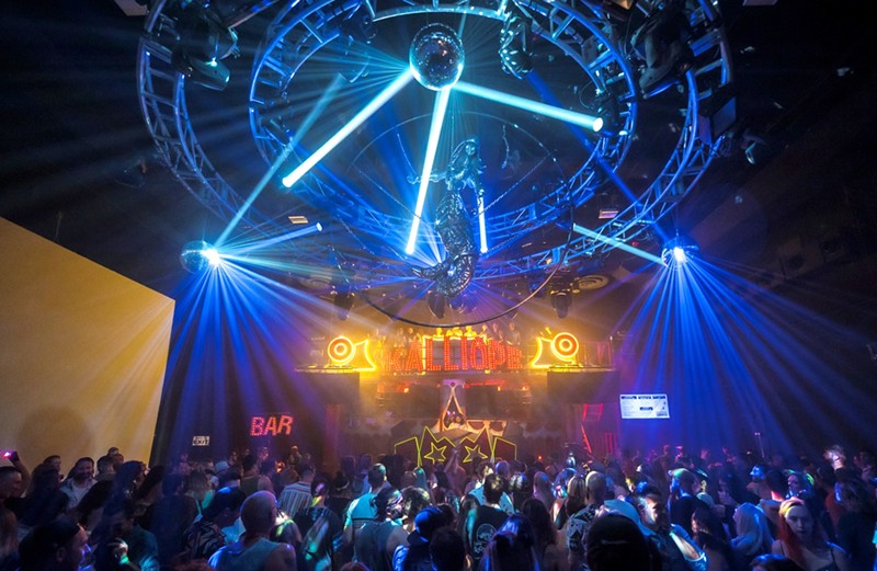 The scene inside Walter Studios during a recent electronic dance music event.