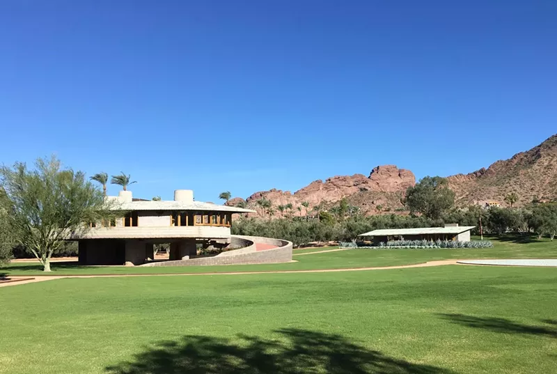 Image: The David and Gladys Wright House in Phoenix is one of the few Frank Lloyd Wright buildings with a spiral element.