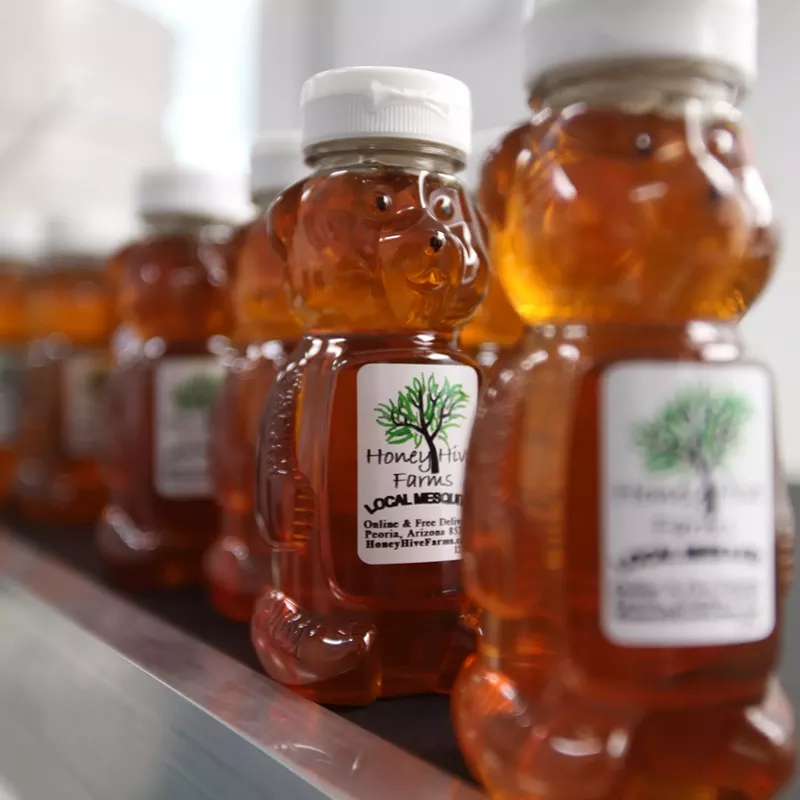 Image: Honey Hive Farms sells a selection of different types of honey.