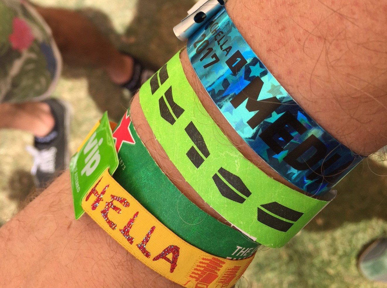 The author's Coachella 2017 wristband collection