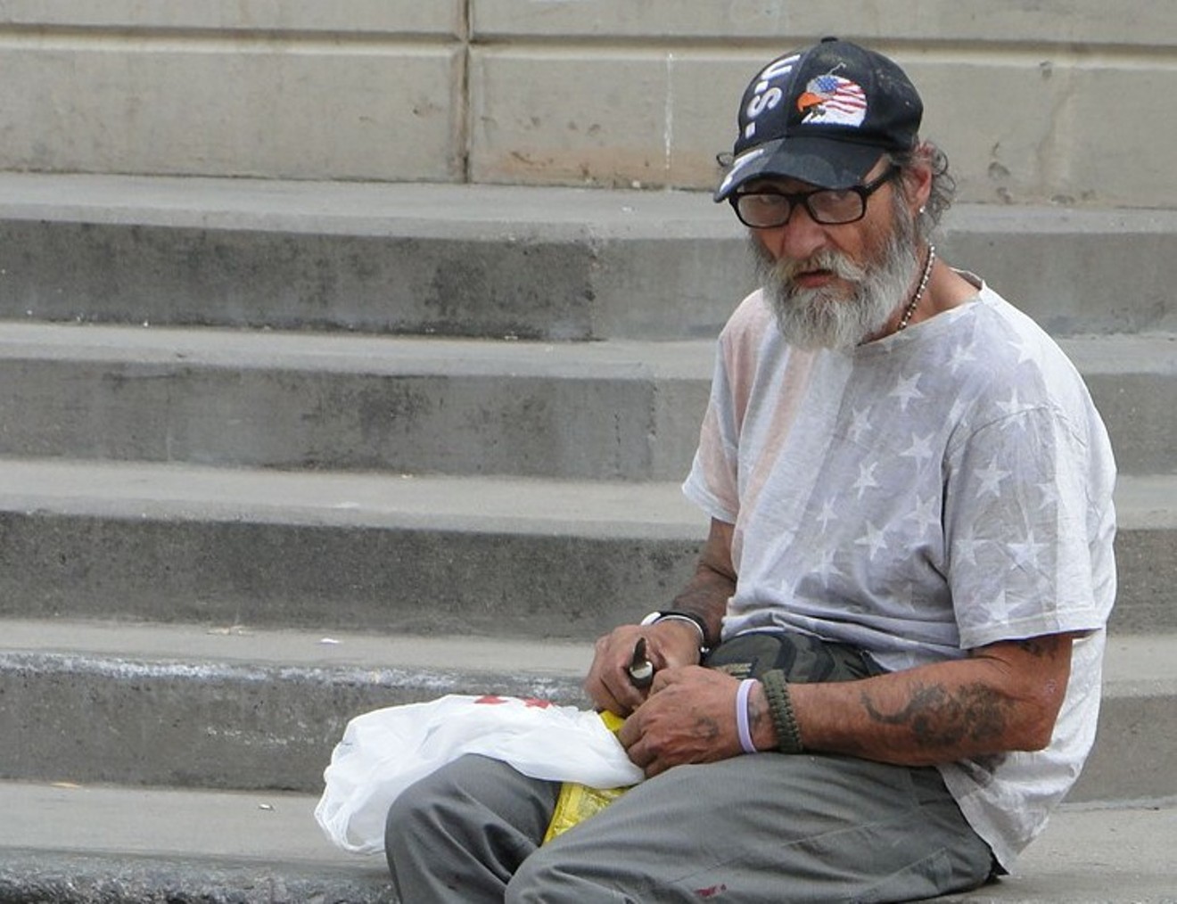 Brian Noeo, 58, was one of many homeless people who was moved out of Margaret T. Hance Park during the Final Four weekend