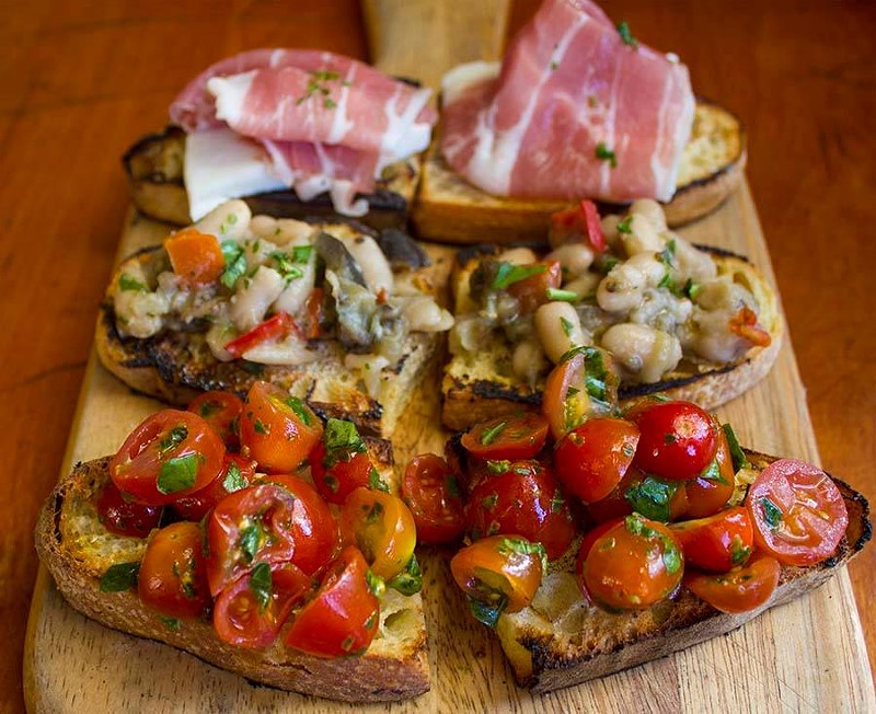 Cibo in downtown Phoenix has a trio of tasty bruschetta that is perfect to share or eat as a meal so that you have room for crepes.