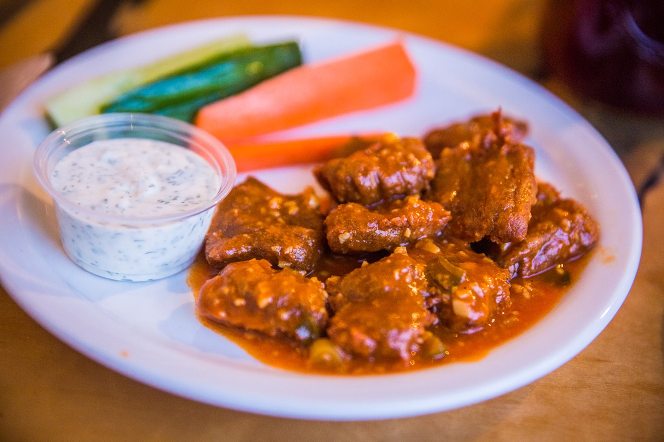The Buffalo wings at Green come with a side of house-made ranch.