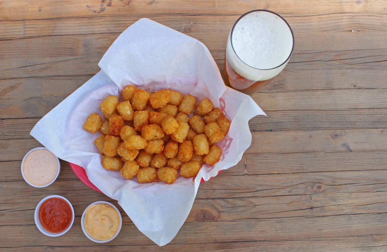 A hefty basket of tots from Angels Trumpet Ale House.