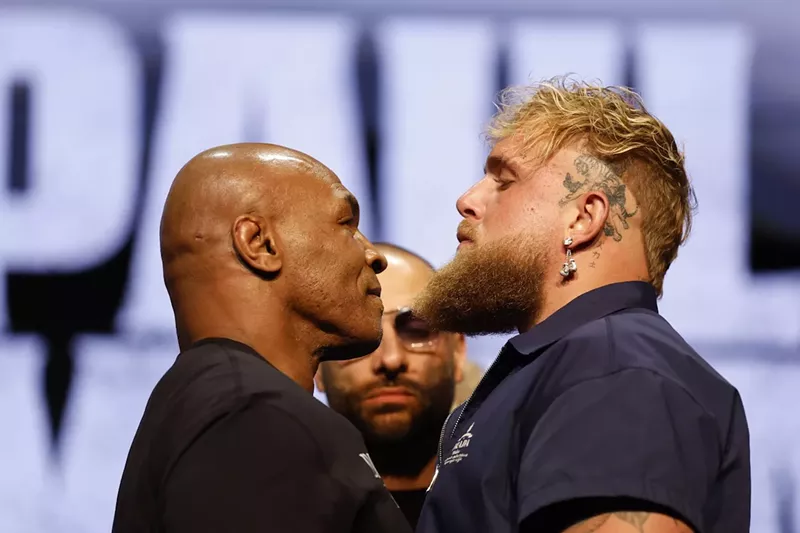 Image: The legendary Mike Tyson, left, will battle YouTuber-turned-boxer Jake Paul, right, on Friday.