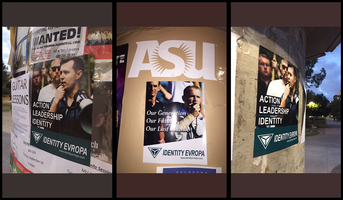 On Thursday, a white supremacist group shared these images of posters on the Tempe campus of Arizona State University.