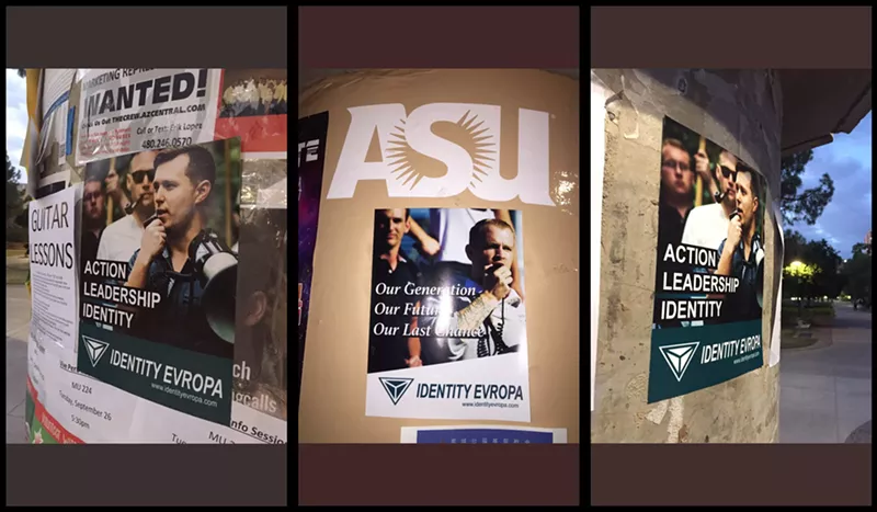 Image: On Thursday, a white supremacist group shared these images of posters on the Tempe campus of Arizona State University.