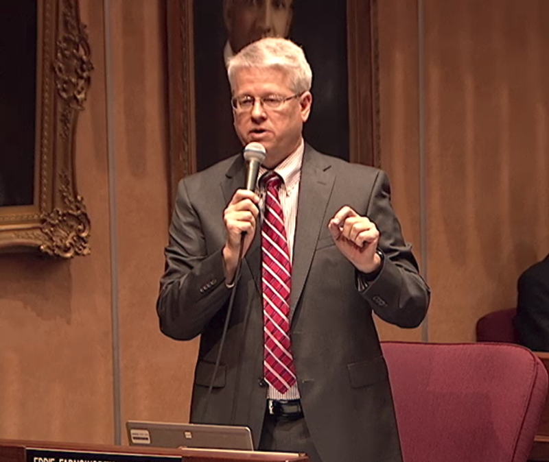 Image: State Senator Eddie Farnsworth criticized a bill on May 7 that would extend the statute of limitations for survivors of childhood sexual assault.