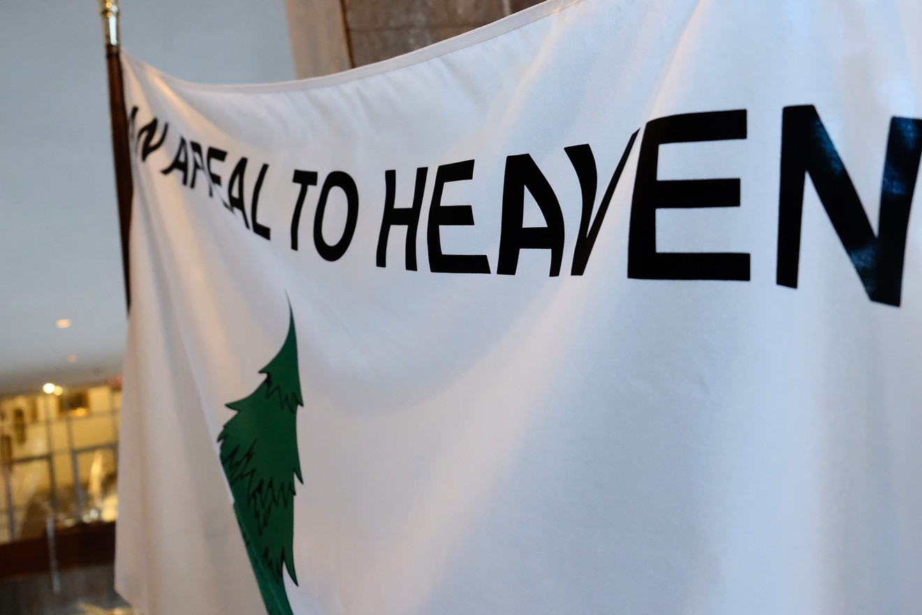 The pine tree flag hanging at the Arizona House of Representatives.