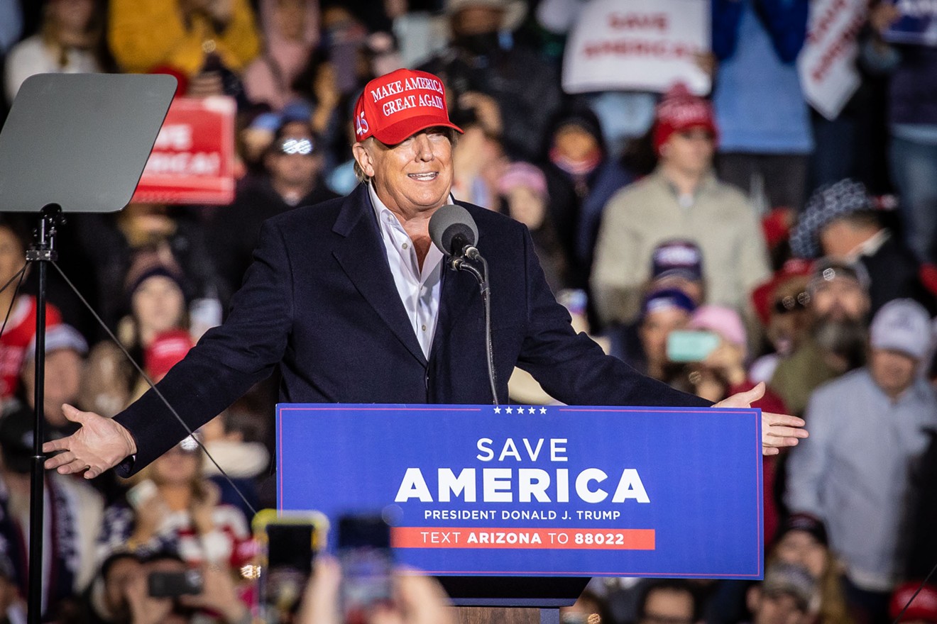 Former President Donald Trump during a January 2022 appearance in Florence, Arizona. Four indictments and 91 felony charges don't seem to have dampened support for his reelection campaign.