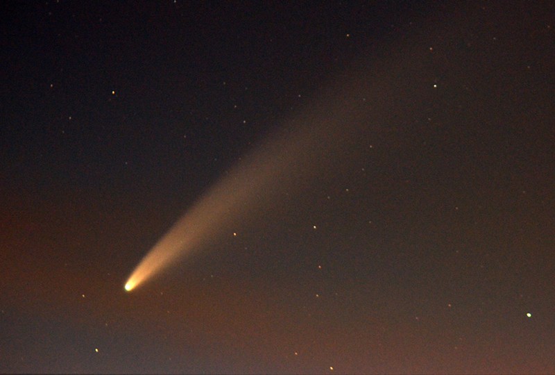 A 2020 photo of Comet NEOWISE, the last naked-eye comet visible in the northern hemisphere.