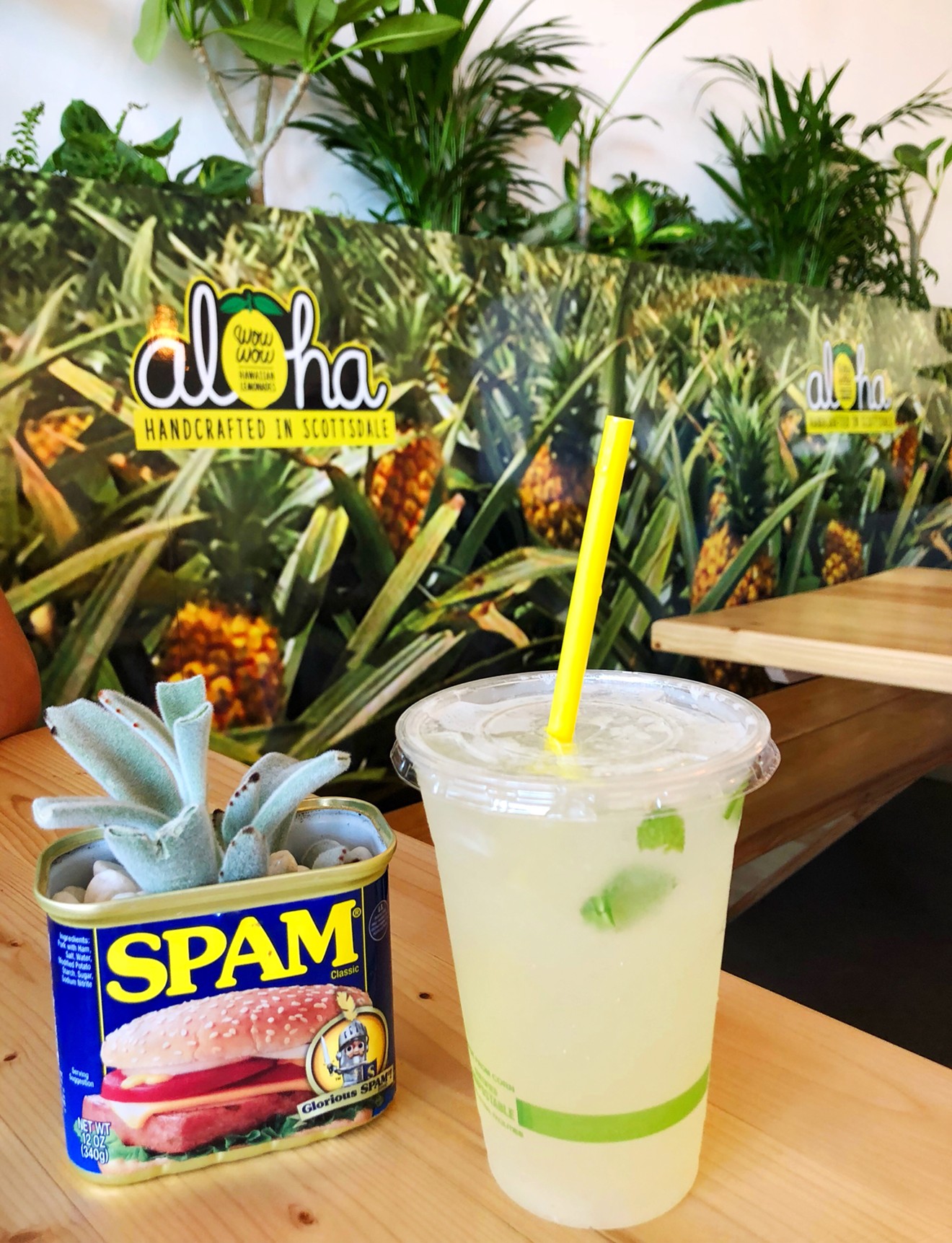 SPAM tins are just for decoration, but the sparkling mojito limeade is for real.