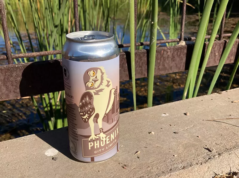 Image: A can of U-9 Lager at Rio Salado Audubon Center.