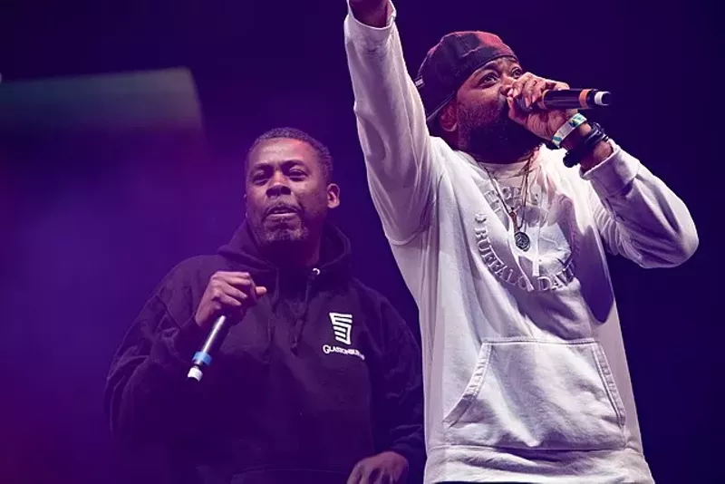 Image: GZA and Raekwon perform with the Wu-Tang Clan during Glastonbury 2019.
