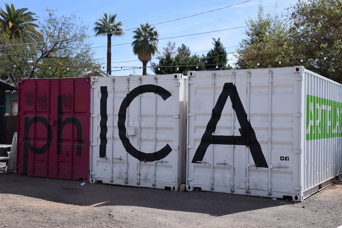 A trio of shipping container galleries in Roosevelt Row.