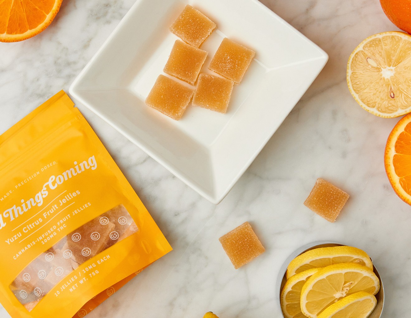 Yuzu citrus gummies are one of two vegan fruit jellies offered by chef Aaron Chamberlin's Good Things Coming brand.