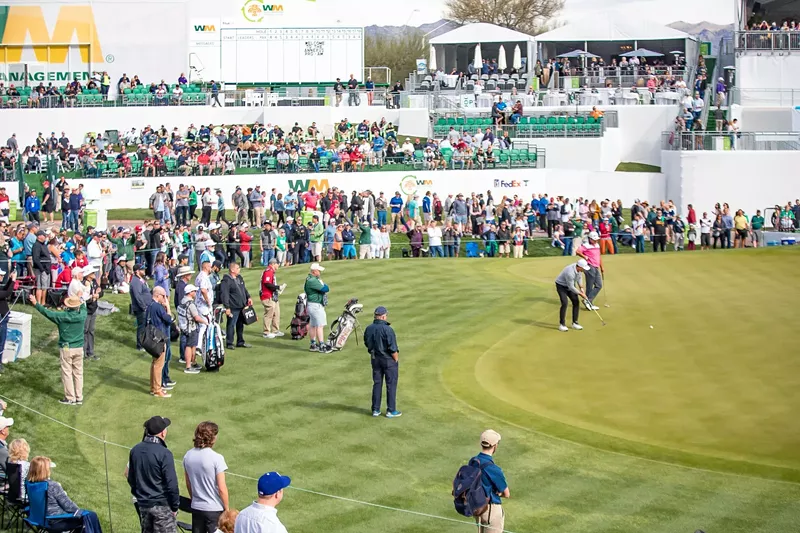 Image: The scene at the 2020 Waste Management Phoenix Open in Scottsdale.
